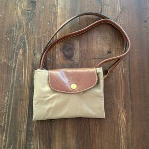 Le Pliage Longchamp M Tote with long Handles, Tan Nylon